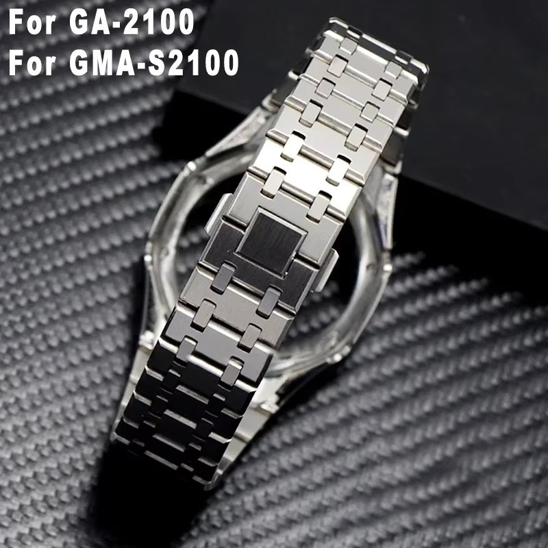 FancyWrist Mod Kit für Casioak, Edelstahlgehäuse, Metallarmband, Silber - Bild 2