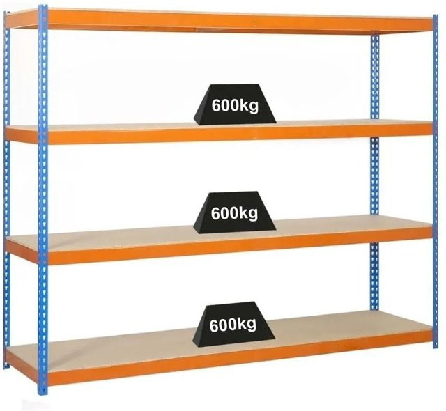 PROREGAL Schwerlastregal Wood Beast mit 4 Ebenen, Blau-Orange, H x B x T: 200 x 180 x 45 cm - Bild 1
