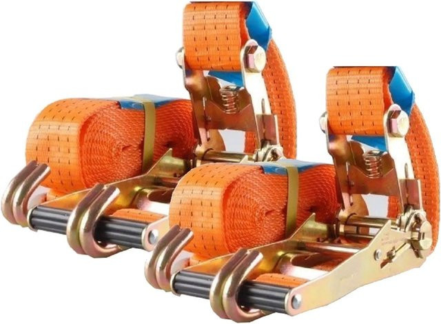 TRUTZHOLM 2er Set Profi Ratschen Spanngurte in Orange mit 5m Länge und 4t Tragkraft - Bild 1