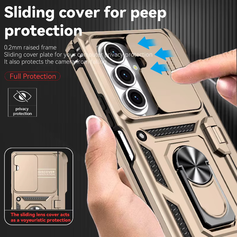 Samsung Schutzhülle mit 360 Grad rotierbarem Metallring und Lanyard für Samsung Galaxy Z Fold 7, 6, 5, 4 in Schwarz - Bild 3