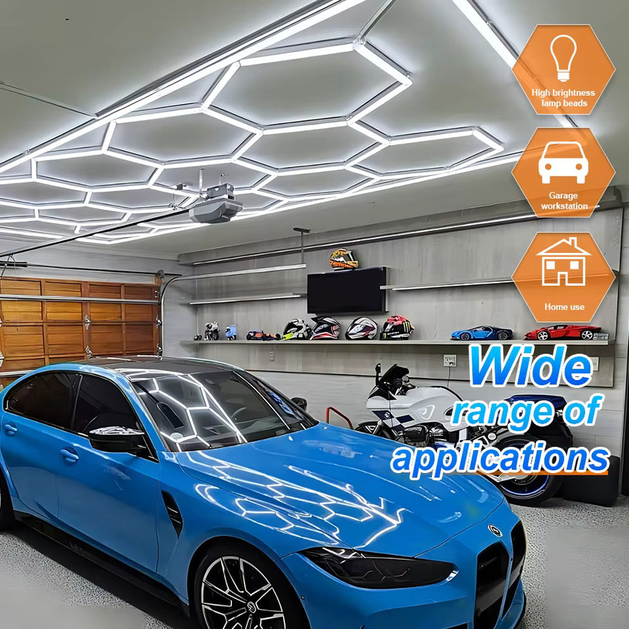 PIBAOGU Modulare LED-Garagenleuchten in Wabenform, Superhelle Deckenleuchte 6500K Kaltweiß für Auto-Detailing, Werkstätten und Ausstellungsräume - Bild 4