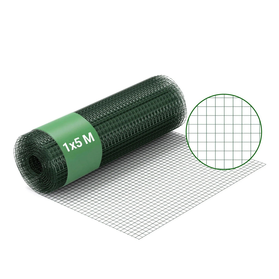 Wiltec Volierendraht Maschendrahtzaun aus Stahl mit PVC-Beschichtung in Tiefgrün, Breite: 100 cm, Länge: 5 m, Maschenweite: 12 x 12 mm, Drahtstärke: 0,9 mm - Bild 1