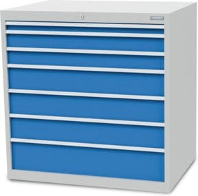Bedrunka+Hirth Schubladenschrank mit 7 Schubladen, grau/blau, B/H/T: 100,5 x 101,9 x 73,6 cm - Bild 1