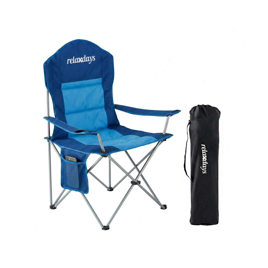 Relaxdays Campingstuhl aus Stahl in Blau mit Armlehnen und Getränkehalter, faltbar, H: 108 cm, B: 86 cm, T: 61 cm - Bild 2