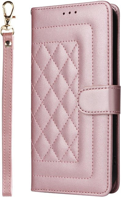 Klappbare Leder-Handyhülle für Samsung Galaxy S24 S25 Ultra S23 FE S22 S21 S20 S10 S9 Plus Note 20 10 mit Trageband, Brieftasche und Kartenfach in Weiß - Bild 1