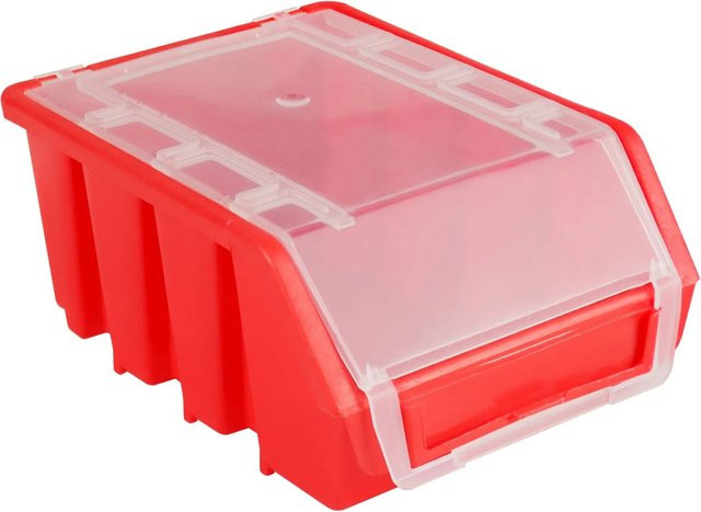 PROREGAL Sichtlagerbox 2 mit Deckel aus Polypropylen in Rot, H x B x T: 7,5 x 11,6 x 16,1 cm - Bild 1