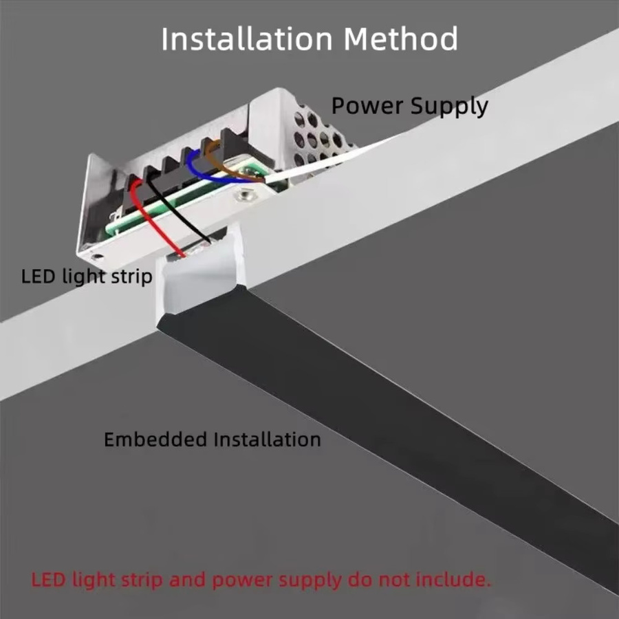 YSRSAI LED-Neonröhre Silikonkanal für COB-Bandstreifen, IP65 wasserdicht, eingebettet, Schwarz und Weiß - Bild 3