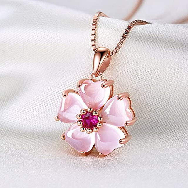 Huitan Halskette, Blume, Kristall, Roségold, Damen - Bild 1