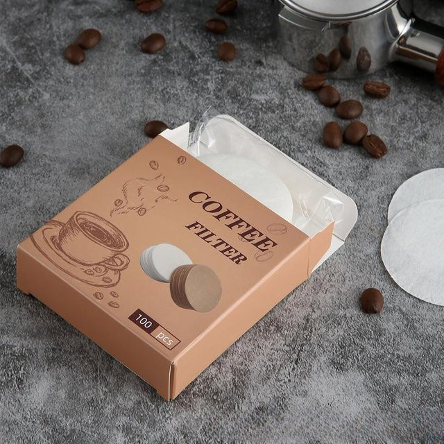 Einweg-Kaffeefilterpapier rund für Kaffeemaschinen-Griffe, Durchmesser: 58 mm, 100 Stück pro Box, Weiß - Bild 1