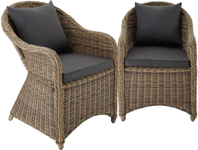 tectake 2er Set Rattansessel aus Aluminium und Polyrattan in Braun mit UV-beständigen Kissen - Bild 2