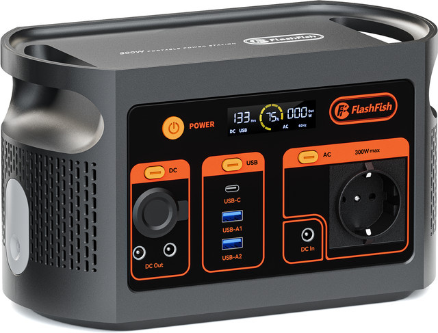FlashFish E103 Tragbares Kraftwerk mit 300 W Leistung und 179,2 Wh LiFePO4-Akku für Outdoor und Camping - Bild 1