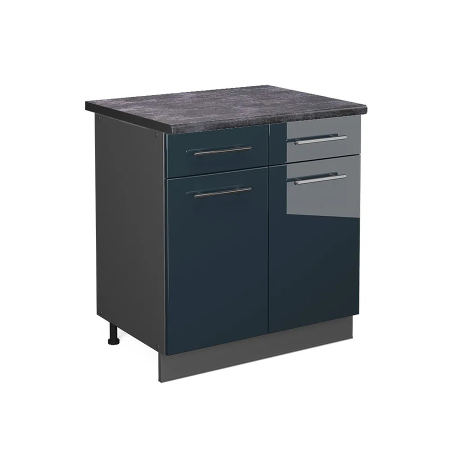 Vicco Küchenunterschrank Fame-Line Dunkelblau Hochglanz und Anthrazit B/T/H: 80 x 60 x 82 cm - Bild 2
