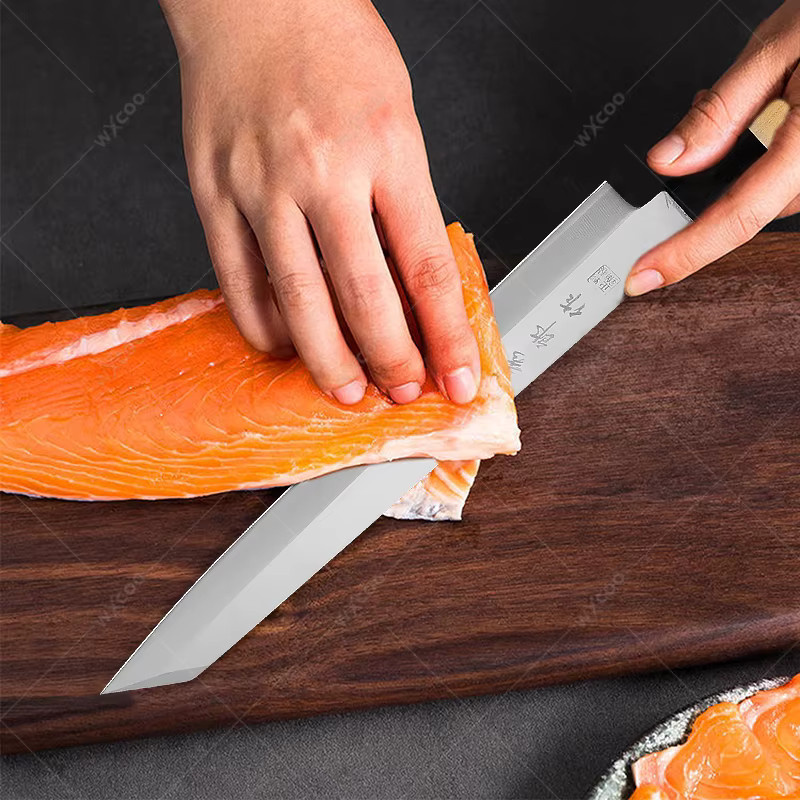 WXCOO Profi-Küchenmesser für Sashimi und Sushi aus Silber mit Holzgriff für Fisch und Rohfleisch - Bild 5