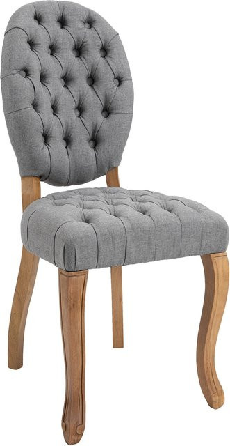 CLP Esszimmerstuhl Temara Polsterstuhl in Grau mit Chesterfield Design und Kautschukholz Gestell - Bild 1