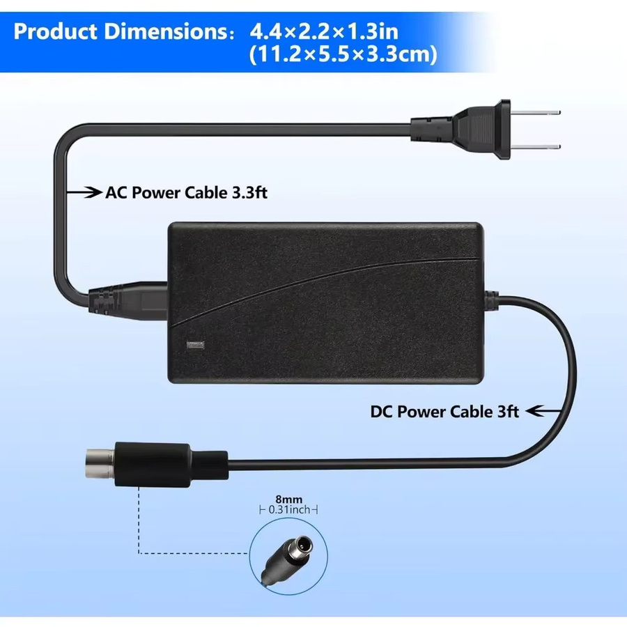 Universal Lithium-Batterie Ladegerät 42V 2A für Xiaomi M365 Pro und Ninebot ES2 ES4 E22 Netzteil Adapter in Schwarz - Bild 2