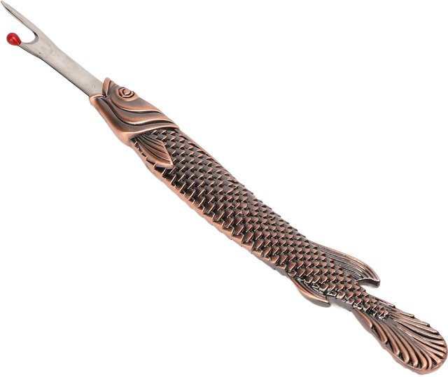 Shoemst Nahttrenner in Vintage Fischform aus Metall für Kreuzstich und Nähprojekte, Rotbronze und Grau - Bild 1