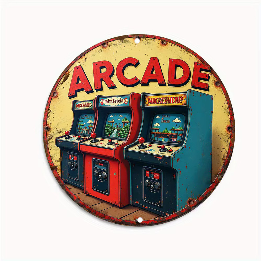 Retro Arcade Metall-Wandkunst-Schild CIFBUY, Vintage Aluminium-Blechbild in Multicolour, B/B: 20,32 x 20,32 cm - Bild 2
