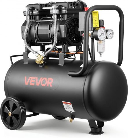 VEVOR Ölfreier Luftkompressor 30L Schwarz, 1,5KW mit 126 L/min bei 6,2 Bar und max. 8 Bar Druck, Mobil auf Rollen für Autoreparatur, Reifenbefüllung, Lackieren und Holzbearbeitung, B/T/H: 57,0 x 33,0 x 33,0 cm - Bild 1