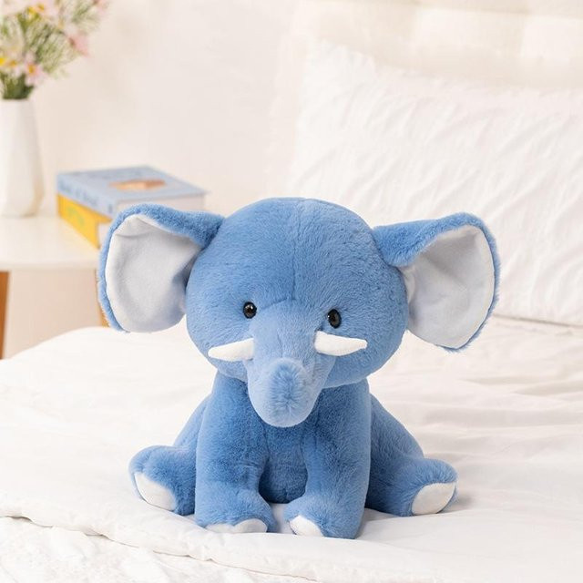 Graue Babyelefant-Puppe, Plüschtier, Blau, Grau - Bild 1