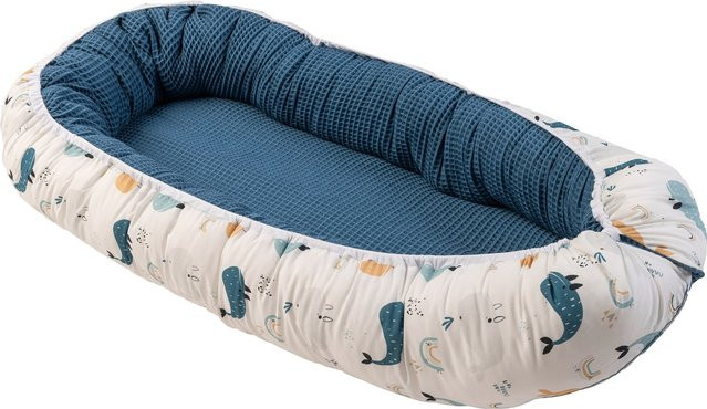 Ullenboom Kuschelnest Waffelpiqué für Babys in Blau, B/T/H: 55 x 95 cm - Bild 1