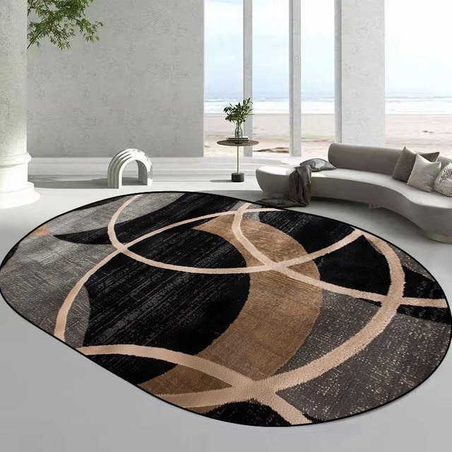 Karpetti Ovaler Teppich mit abstraktem geometrischem Design, Waschbar und Rutschfest, Multicolour, B: 140 cm, L: 200 cm - Bild 1
