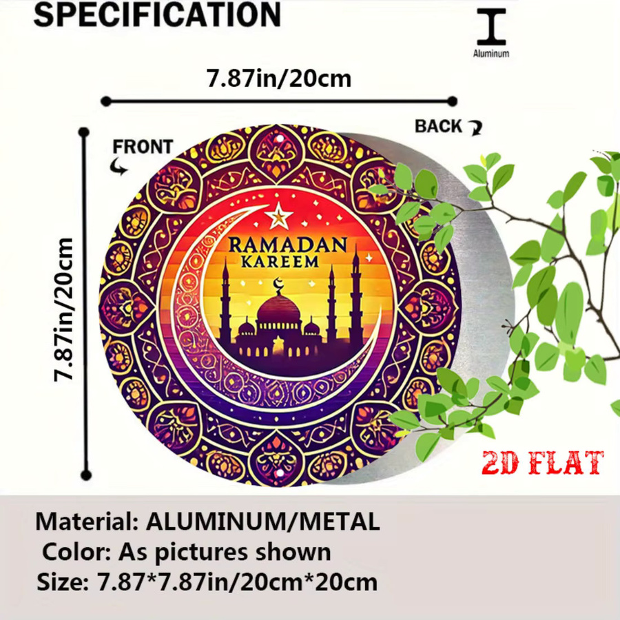 CIFBUY Ramadan Halbmond Wandkunst aus Metall mit arabischer Kalligraphie und Mandala-Design in Multicolour - Bild 4