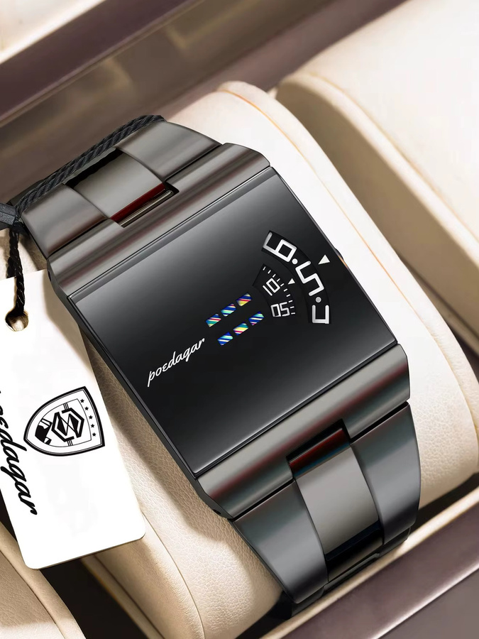 POEDAGAR Armbanduhr, Quarz, Edelstahl, Blau, Herren - Bild 7
