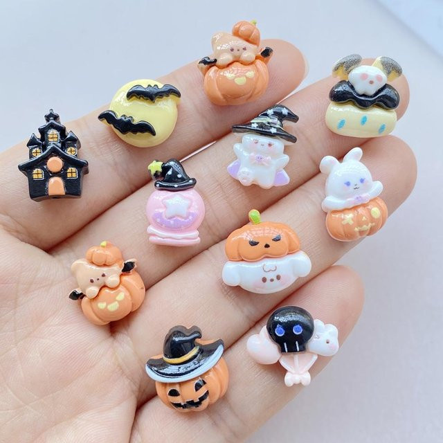 20 Stück Yiran bag Halloween Harz Cabochons mit flacher Rückseite in Mehrfarbig für Scrapbooking und DIY Schmuck Bastelzubehör - Bild 1