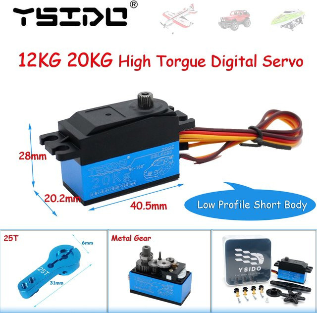 YSIDO Digitaler Servomotor, Niedrigprofil und Kurzgehäuse, mit 25T Arm - Bild 1