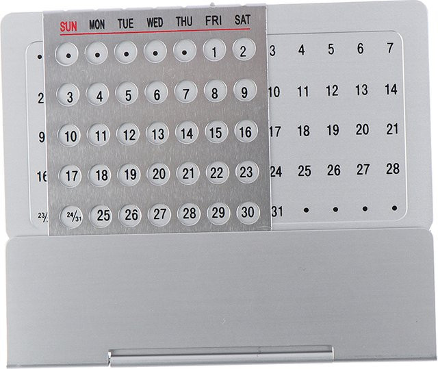 MAX-66 Metall-Perpetual-Kalender mit 100-Jahres-Anzeige in Silber - Bild 1