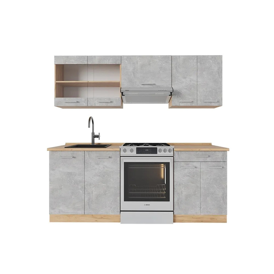 Vicco R-Line Küchenzeile Beton Goldkraft Eiche modern, B/T/H: 200 x 60 x 82 cm - Bild 2