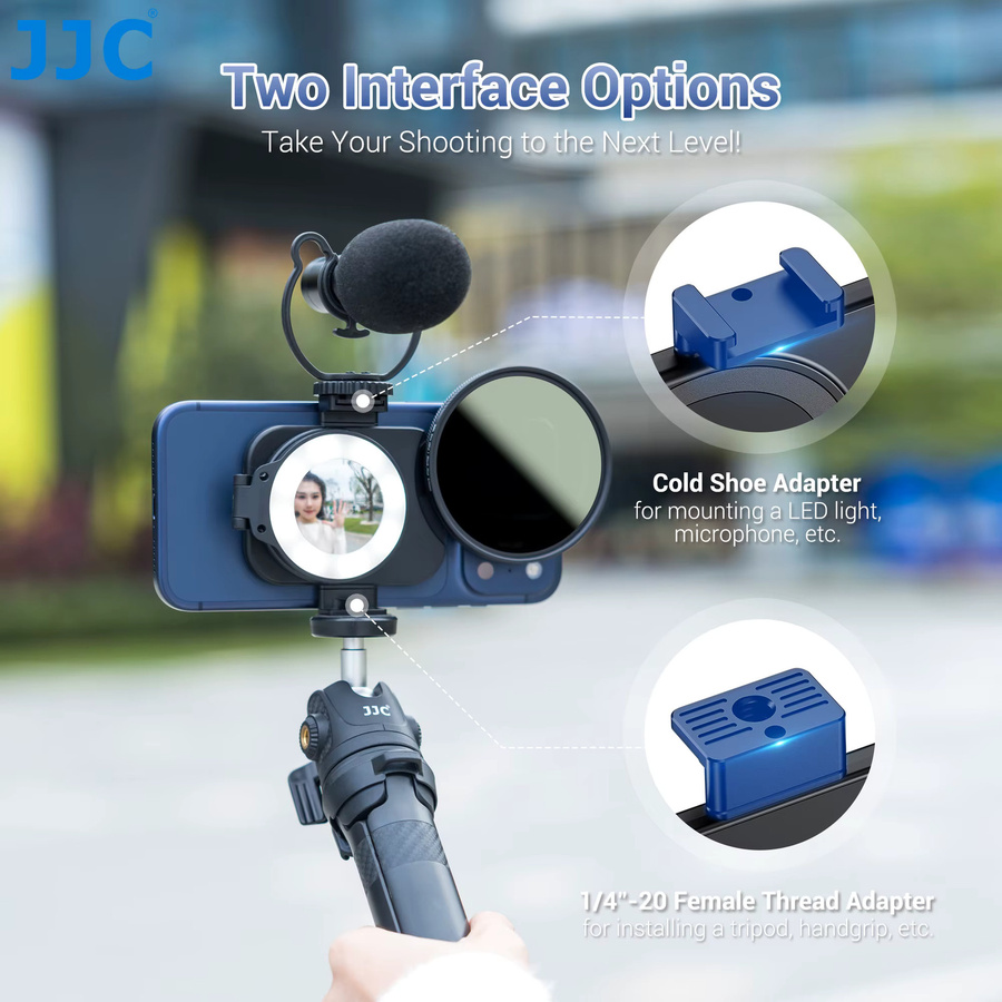 JJC Magnetischer Telefonfilter-Adapter für iPhone 17 Pro Max, 16, 15 und 14 Serie in Schwarz mit 1/4 Zoll Kaltzuh für Mikrofonstativ - Bild 6
