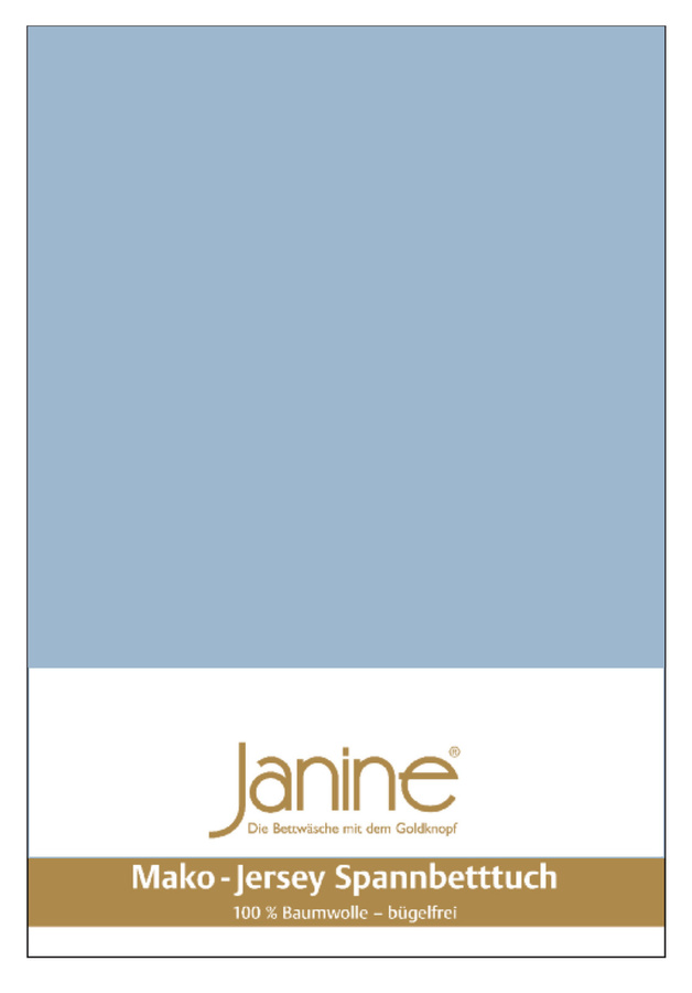 Janine Mako Jersey Spannbetttuch Bettlaken aus Baumwolle, Farbe: Perlblau, B/T: 90 x 190 cm - Bild 1