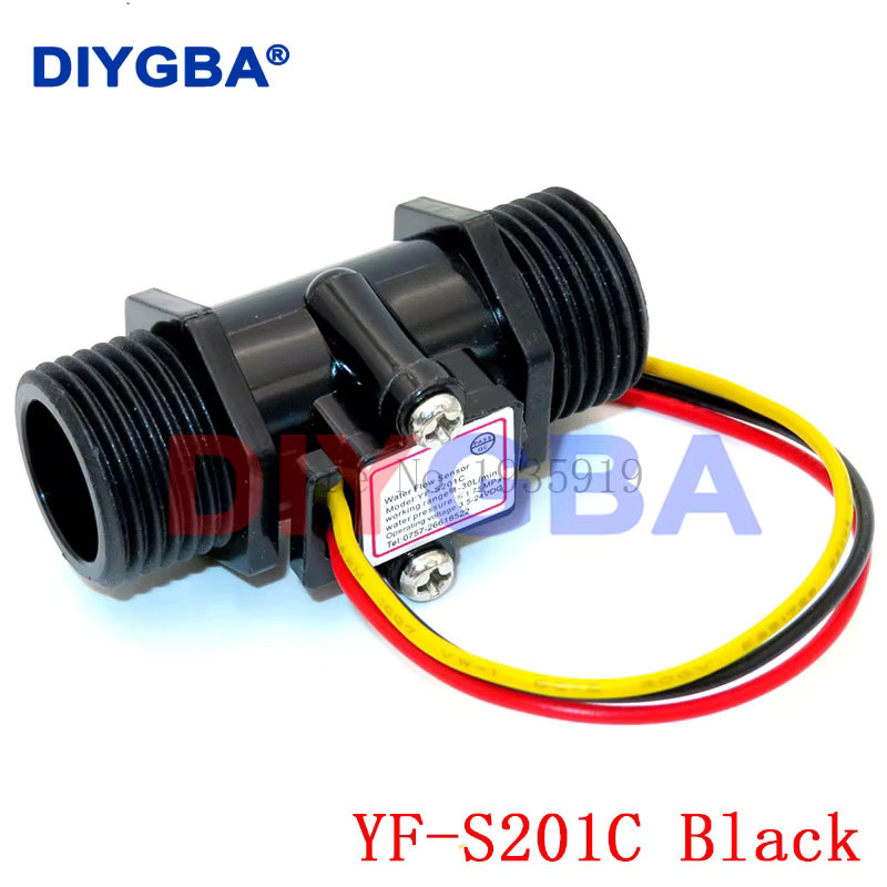 DNIGEF Wasserdurchflusssensor Hall-Durchflussmesser in Weiß, Durchflussrate 1-30 l/min, Druckfestigkeit 2,0 MPa, Modelle YF-S201 YF-201C FS300A - Bild 4