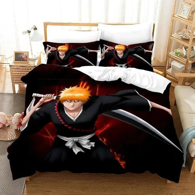 Lodestar Bettwäsche-Set Bleach Kurosaki Ichigo mit Bettbezug und Kissenbezug, Schwarz, B/H: 135 x 200 cm - Bild 1
