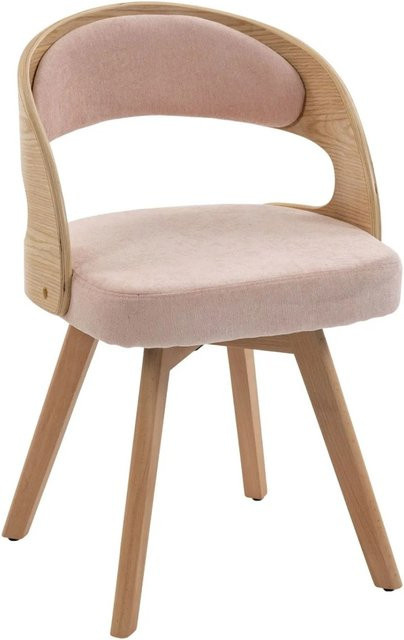 PXloue 2er-Set Esszimmerstühle drehbar mit Leinenbezug und Buchenholzbeinen in Rosa - Bild 1