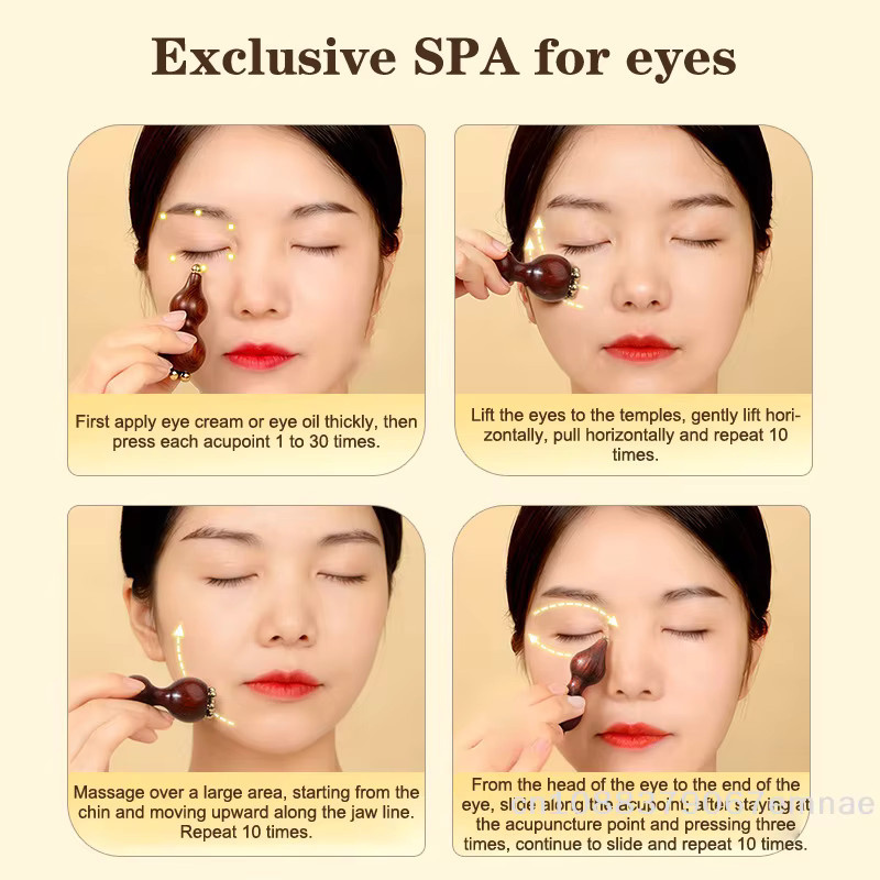 ZYAS Gua-Sha-Tool aus Messing und Rosenholz für Augen und Gesicht - Bild 5