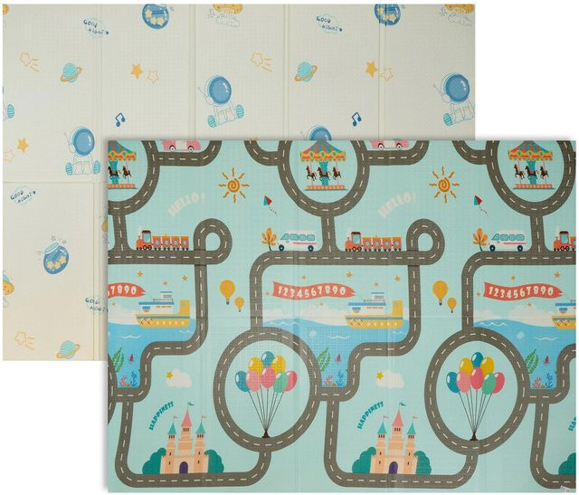 Relaxdays Krabbelmatte aus XPE-Schaumstoff für Babys und Kinderzimmer, faltbar und reversibel, Multicolor, B: 200 cm, T: 150 cm, H: 1 cm - Bild 1