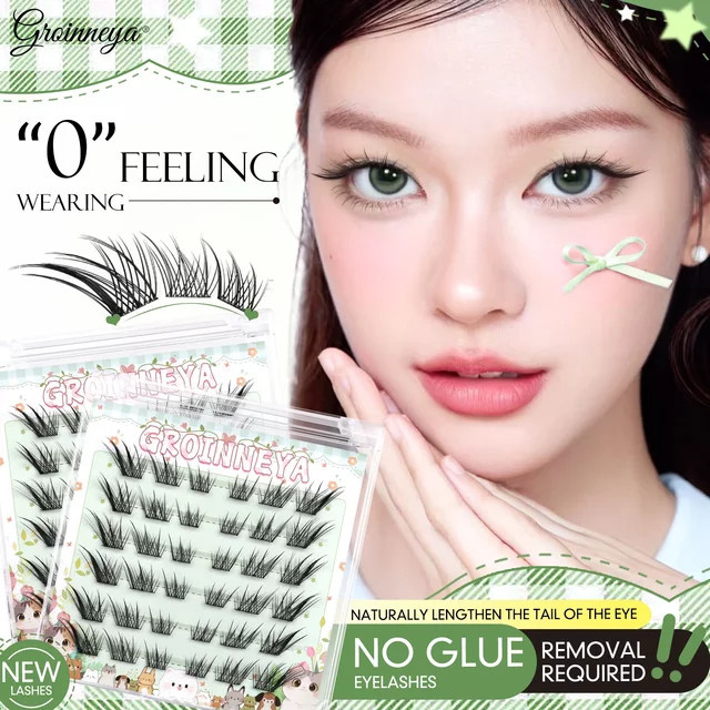 GROINNEYA Wimpern-Cluster, selbstklebend, natürlich, Unisex - Bild 1