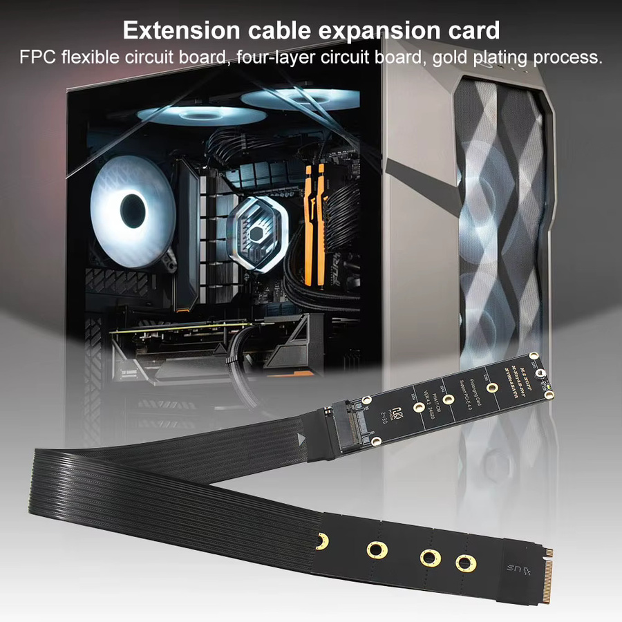 Dual Protocol PCIe 4.0 M.2 M Key NVMe Riser Karte und SSD Adapter für 2230 2242 2260 2280 M.2 PCI-e / M2 NGFF SATA SSD in Schwarz - Bild 2