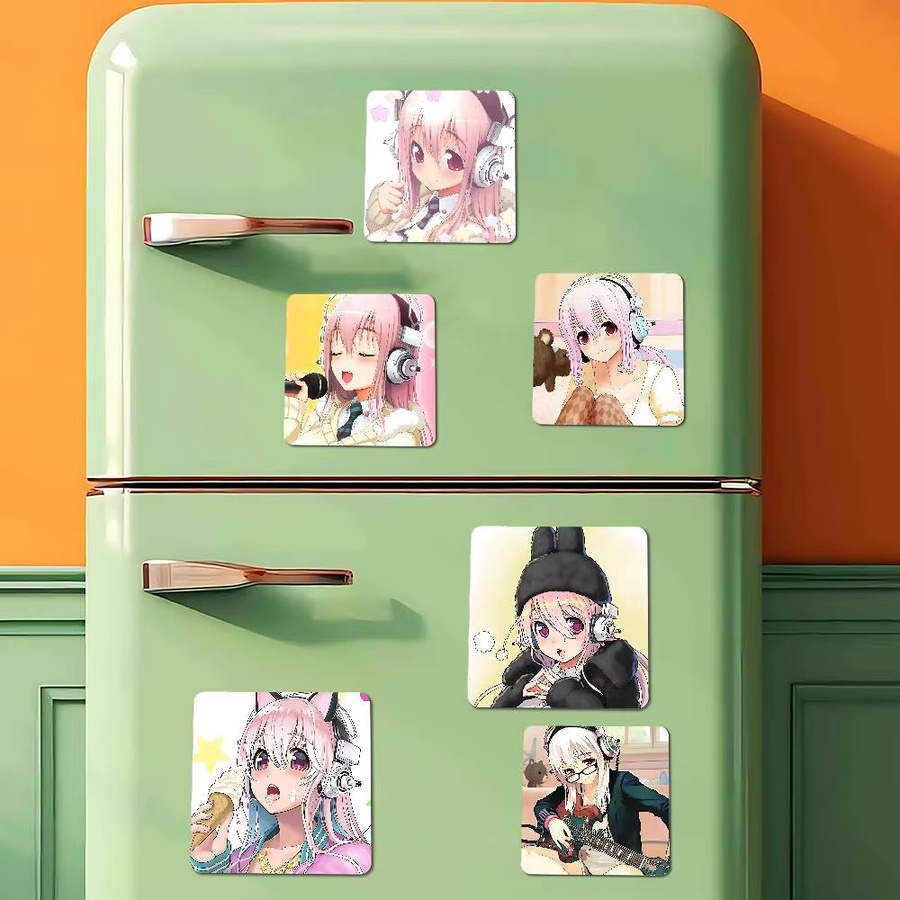 Kreativer Anime A-Super Sonico Kühlschrankmagnet in Multicolour als quadratischer magnetischer Aufkleber - Bild 2