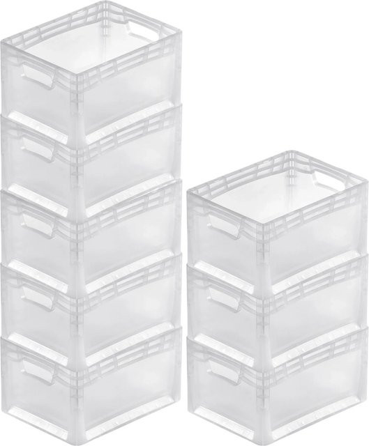 PROREGAL SuperSparSet 8x Transparente Eurobehälter LightLine Transportboxen mit offenem Griff H x B x T: 22 x 30 x 40 cm - Bild 1