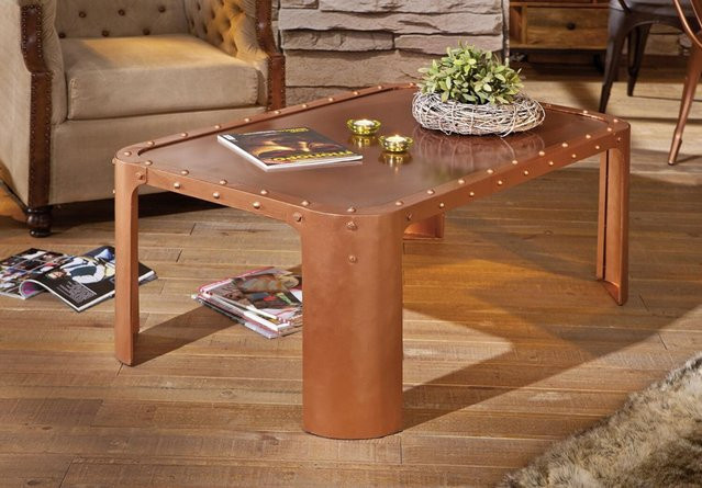 Couchtisch Gormur von Inter Link in Kupfer im industriellen Stil aus Metall, B/H/T: 110 x 45 x 70 cm - Bild 2