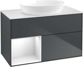 V&B Waschtischunterschrank Finion 100 in Weiß und Grau lackiert, B/T/H: 100 x 50,1 x 50,1 cm - Bild 1