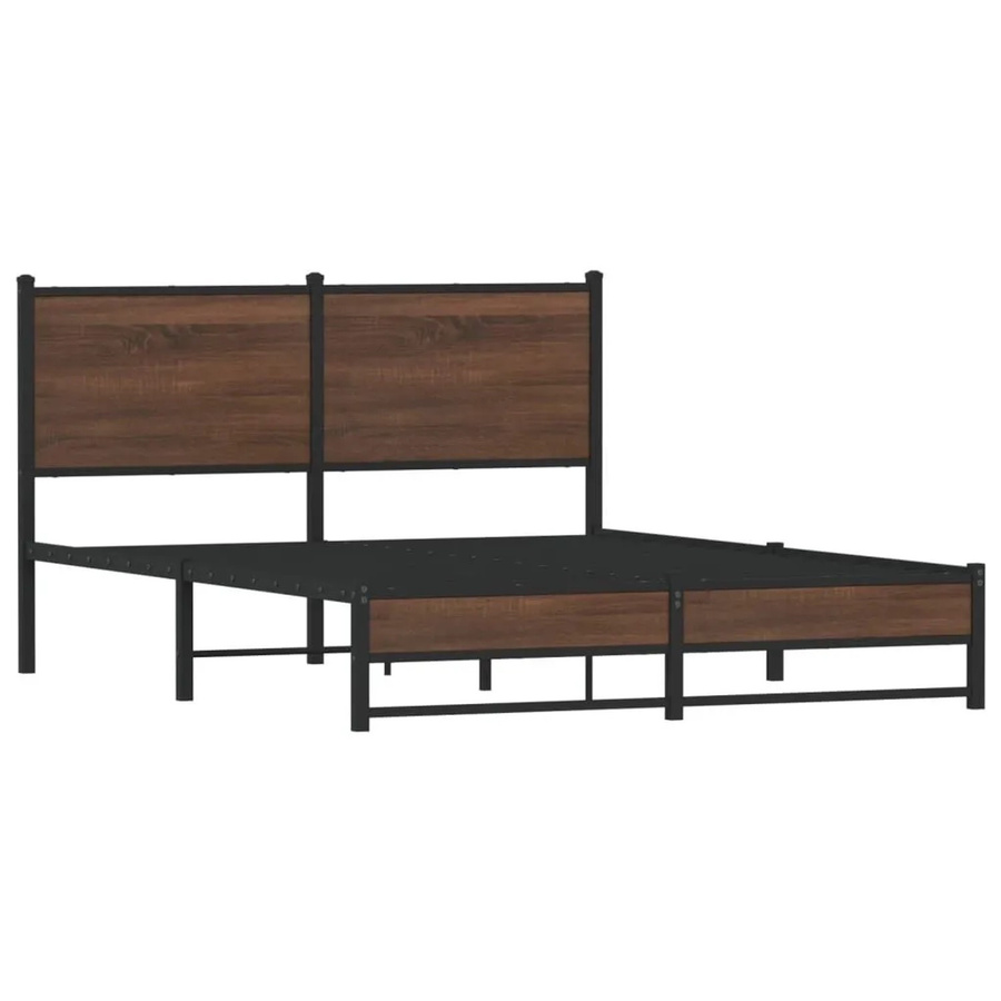 vidaXL Metallbett in Eiche Braun ohne Matratze, B/T/H: 140 x 200 x 91,5 cm - Bild 2