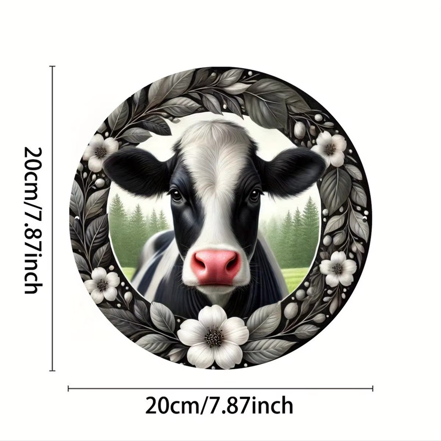 Potdemiel Wandkunst Holstein Kuh aus Metall, kreisförmige Bauernhaus-Dekoration in Mehrfarbig, Durchmesser: 20 cm - Bild 2