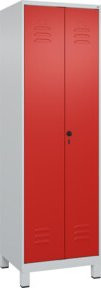 C+P Putzmittel-Spind Classic PLUS mit 2 Abteilen und Sicherheits-Drehriegel, Grau-Rot, H x B x T: 195 x 60 x 50 cm - Bild 1
