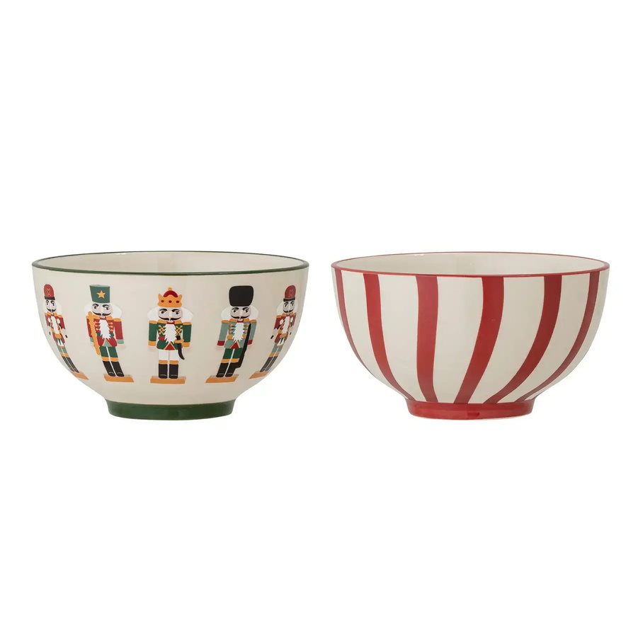 Bloomingville Dip-Schalen Jolly aus Keramik, Set aus 2 Stück, Rot/Weiß, Durchmesser: 14 cm - Bild 1