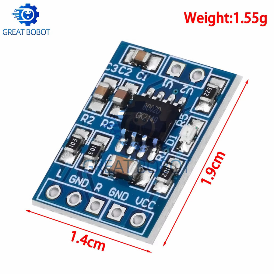 Baishundianzi Mini HXJ8002 Audio-Leistungsverstärkermodul, 3 W Monokanal-BTL-Verstärker in Blau, 2,0 - 5,5 V für Lautsprecher - Bild 2