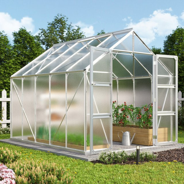 Vitavia Gewächshaus Domus 8300 aus Aluminium in Silber mit 8,3 m² Fläche und 6 mm Polycarbonat-Verglasung - Bild 1